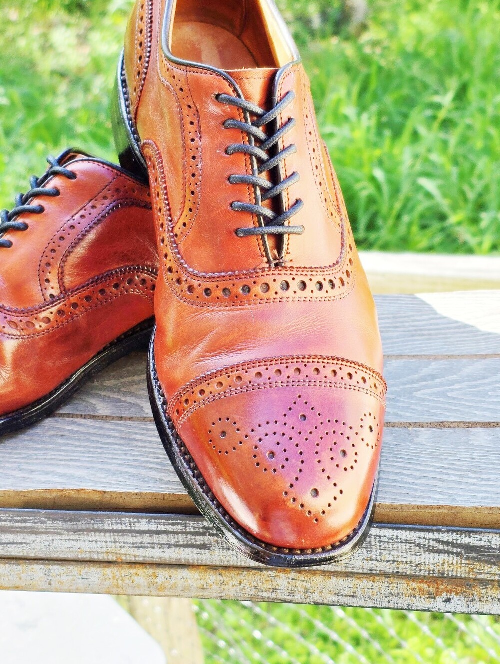 Allen Edmonds Brown 9-D Cap Toe Oxford Mens Leather Dress Shoes